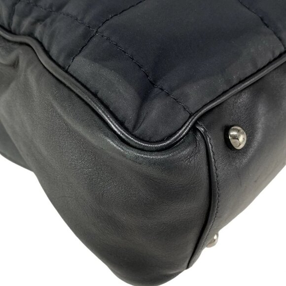 CHANEL Chocolate Bar Stitch - Black Nylon Leather Handbag - Picture 12 of 16